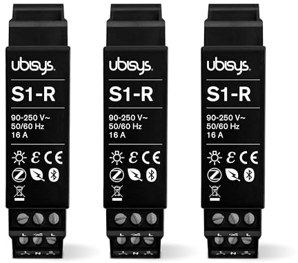 Erweiterungs-Set Schalter-R 3 | 3x ubisys Zigbee/Bluetooth Schaltaktor S1-R (Series 2): Schaltet bis zu 16A | Zigbee Direct | Auch ohne Gateway steuerbar | Stromstossrelais | Sie sparen 14€.