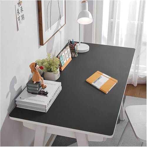 Große Leder-Schreibtischunterlage, Schreibtisch-Schutzmatte, Tisch-Schreibtisch-Schreibunterlage, große PU-Leder-Mausunterlage, wasserdichter Schutz, Notizblock, Schwarz, 90 x 180 cm