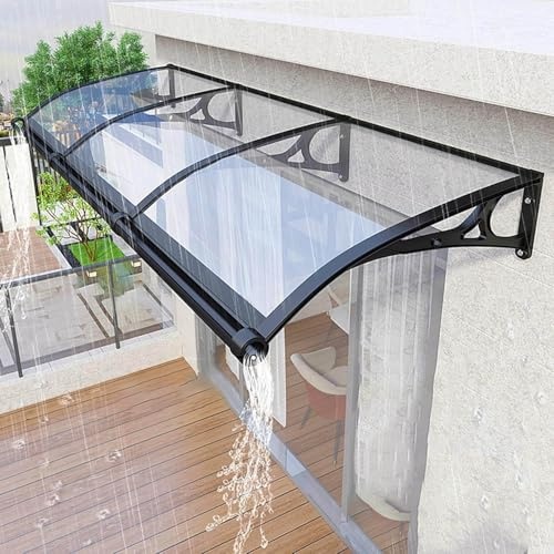Generisch Vordach mit Seitenteil,Vordach für Haustür mit Seitenteil,Eingangstür Vordach,Mit Große Regenrinne,Solide Polycarbonat-Abdeckung,für DraußEn Hauseingang,A04,L120*W240cm/L48*W95in