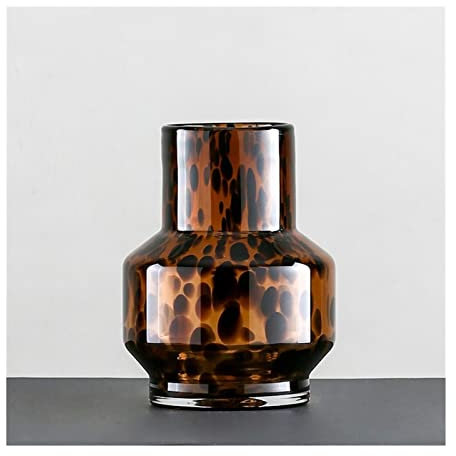 Vaso in vetro bohémien fatto a mano con puntini di inchiostro grigio blu verde moderno vaso di fiori decorativo per coltura idroponica ornamenti in vetro fatti a mano per soggiorno piccola decorazione