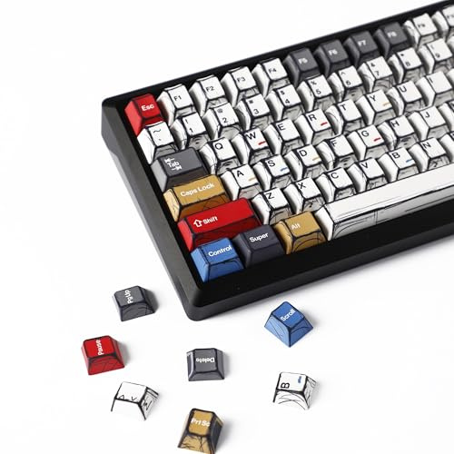 YMDK Retro Manga Theme Keycaps Anime Comic Set completo 136 tasti creativi interessanti fatti in casa keycap personalizzati PBT Dye Sub Cherry Profile Tappi chiave per tastiera meccanica MX