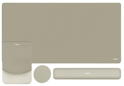 MOSISO Kit Tapis Souris Gaming & Repose-poignet Clavier,Brun Bronze | Tapis Souris Rectangulaire avec Repose-poignet & Sous-verre, Antidérapant, Ergonomique, Bord Silicone Incurvé