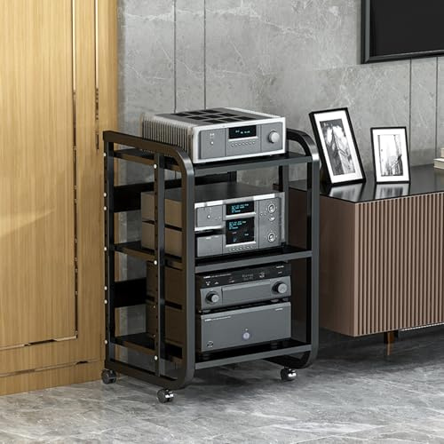 3/4/5 livelli armadio audio hifi rack,mobile hifi,mobile stereo hi fi rack supporto,mobile giradischi,rack audio mobile con ruote universali,mobili per hi fi,For Supporti Multimediali Ripiano(Black,3-
