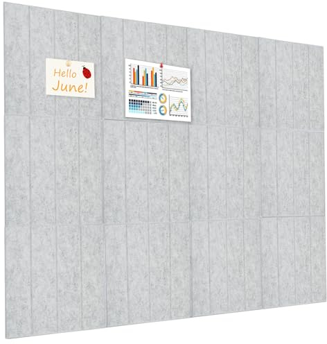 Okydoky 120x90cm Filz Pinnwand Selbstklebend, vertikaler Streifen dekorative Pinnwand aus Filzboard, Memotafeln Memo Pinnwand, Korkbrett, Bulletin Board für Zuhause Büro Schule, Grau(GY-3030-12p)