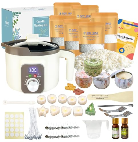 LINGQIAN Digital Candle Making Kit with LED Wax Melter for Adults, DIY Wax Melts Kit Candle Maker Set with 15 Tealight Cups to Make Your Own Candles