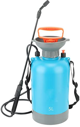 Pulverizador a Presión de Bomba, Pulverizador de Agua de Gran Capacidad con Correa de Hombro Ajustable para Pulverización de Plantas y Jardines (5L Azul)