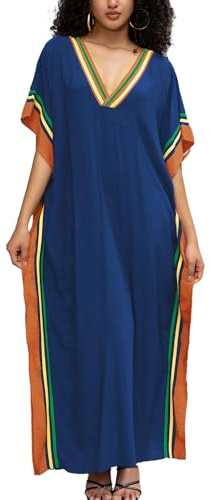 YOUKD Femmes Long Caftan Maxi Bohème Robe De Plage Coverup Robe Spacieux Kimono Taille Unique