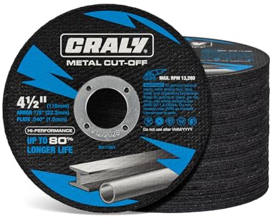 CRALY 4-1/2 Inch Cut-Off Wheels for Cutting Metal & Stainless Steel, Professional Grade Ultra Thin Metal Cutting Disc for Angle Grinder & Die Grinder, 7/8 in Arbor, 50-Pack(30111501-50)