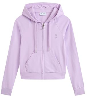 Juicy Couture Oola Hoodie Kapuzensweatjacke, Jersey Sweatjacke mit Kapuze und Reißverschluss in Verschiedenen Farben Felpa con Cappuccio Donna (Pacco da 1)