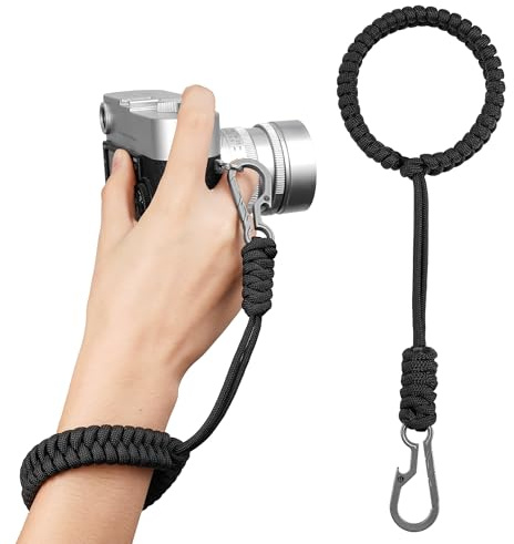 KeyUnity KC03 Porte-clés en paracorde, mousqueton réglable pour le poignet, cordon tressé pour clés, téléphones portables, appareils photo et portefeuilles, noir