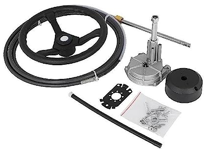 de dirección marina fuera de borda, rueda giratoria de 13 , Cable mecánico de 10'-16' for yate, pesca, motor marino, accesorios for barcos,Potente y eficiente(15 FT Cable)