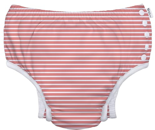 green sprouts Baby Toddler Eco Snap Swim Diaper - Coral Stripes - 3T