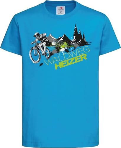 Baddery T-shirt de vélo pour enfant « Waldweg Heizer », Bleu océan., 134-140