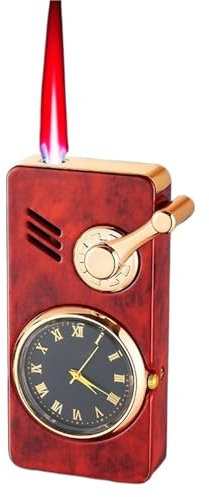 mnobcd Encendedor de Metal Resistente al Viento con Llama roja, Multifuncional con dial, Recargable, Ideal for Camping, Viajes y Senderismo, Regalo for Hombres (sin butano)(Red)
