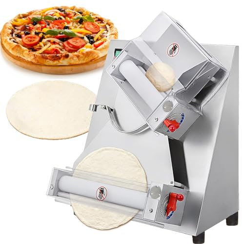 Dfdieratve Pizza Dough Roller Sheeter, 4-11 370W Commercial Electric Automatic Pizza Press Making Rolling Machine Stainless Steel Adjustable Thickness Dough Machine for Pizza & Pasta Maker