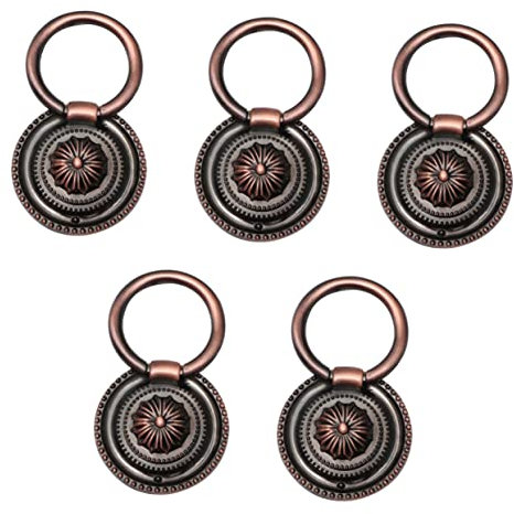 Gadpiparty Runde Vintage Schubladengriffe 5 Stück Rotbronze Ø37mm Einloch Metallknöpfe Schrankgriffe Für Möbel Bad Büro Hotel