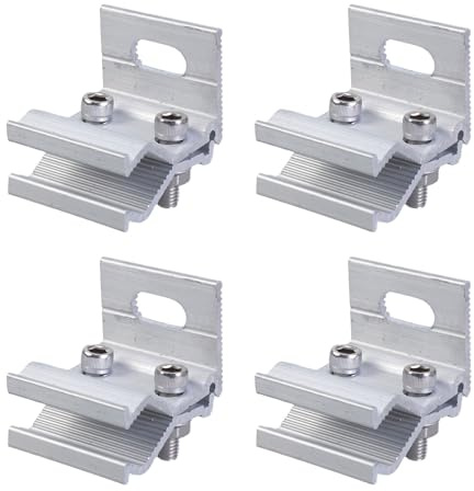 4pcs Pannello Solare Clip di Fissaggio Alluminio Fotovoltaico Staffe di Montaggio Set per Tetti & Applicazioni a Terra Morsetti di Montaggio Pannello Solare