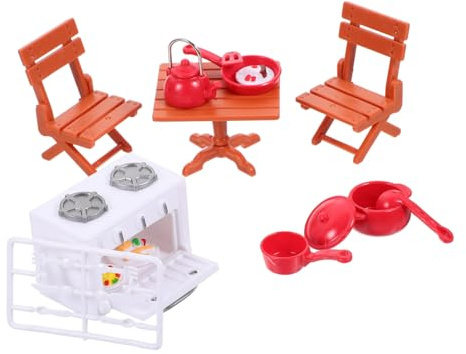 BESPORTBLE Utensili Da Cucina in Miniatura Per Casa Delle Bambole Tavolo Da Pranzo Fornello Pentole Accessori Per Mini Case Utensili Cucina Per Mini Case