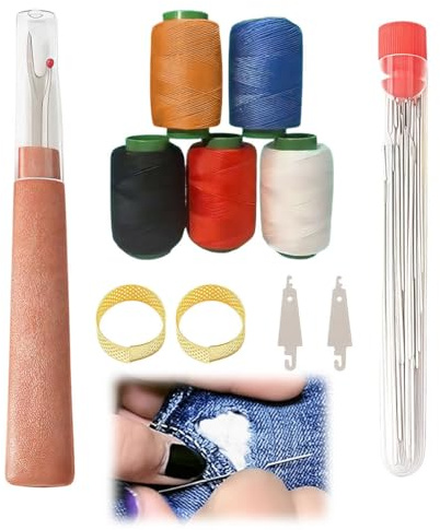 OIXYAZ juego portátil para manualidades DIY,Juego de herramientas de costura de 36 piezas, agujas, hilo y herramientas de reparación manual con agujas, hilo, enhebrador, descosedor y dedal