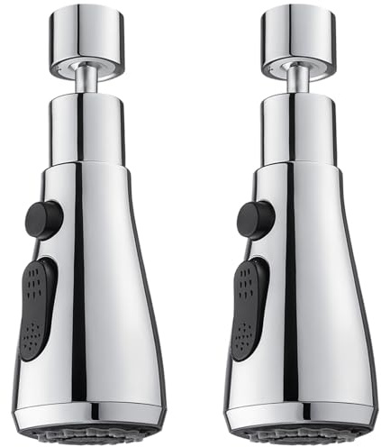 2 Pack Kitchen Tap Spray Head, Faucet Extender with Adjustable Spray,Easy Install Tap Attachment Sink Kitchen, 138x48mm