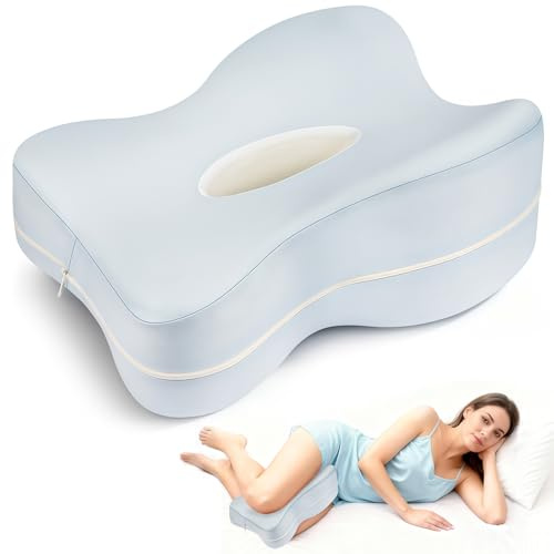 HANQIMER Knee Pillow for Side Sleepers - 13 Lengthened Leg Pillow for Side Sleeping, Memory Foam with Airflow Hole, No Sagging/Stiffening, Helps Relieve Back, Hip, Knee Pain