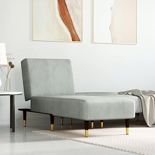 Mokuyary Chaiselongue Hellgrau Samt Loungesessel Liege Schlafsessel Fernsehsessel für Wohnzimmer, Schlafzimmer und Büro