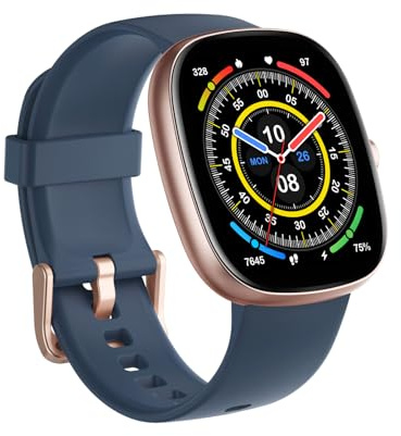 GUIJITUO Smartwatch Uomo Donna Risponde Chiamate Notifiche Messaggi per Android iOS Orologio Sport Contapassi da Polso Frequenza Cardiaca Ossigeno Sangue Activity Tracker per Running Fitness Blu