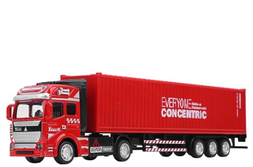 1: 48 Modello di Camion Portacontainer in Lega Giocattolo di Pregevole Fattura Veicolo per Auto, Tirare Indietro e Carrozzeria Rimovibile per Bambini Tempo di Gioco Rosso (Camion