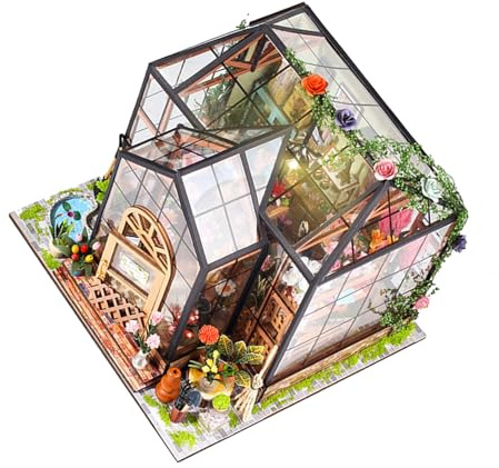 Gadpiparty Kit Fai da Te 3D Modello Casa delle Bambole Serra per Fiori in Miniatura Set di Costruzione Artigianale Dettagli Architettonici per Decorazione Stanza Ragazze e Collezionisti