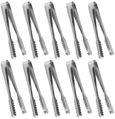 Mini Tongs, 10-Pack 6-Inch Sugar Tongs, Small Tongs | Kitchen Bar Daily Multipurpose Use, Ideal for Ice Cubes Candy Appetizers Dessert Serving, Durable Small Serving Tongs