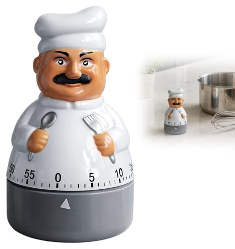 Egg Timers for Boiling Eggs, 60 Minute Mechanical Kitchen Professional Manual Timer, Funny Chef Shaped Alarm Clock, Food Timers for Kitchen Use, Used for Baking and Cooking