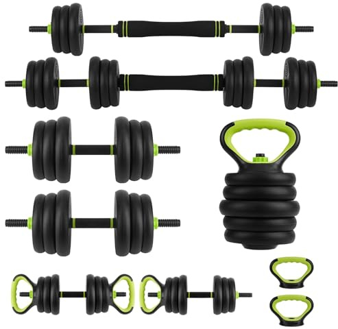 GarveeMore Hanteln Set 20kg, 5-in-1 Hantelset, Verstellbar Kurzhanteln & Langhantel, Hantelset Dumbbell Set mit Verbindungsrohr, Einstellbar Hantelstangen für Männer und Frauen