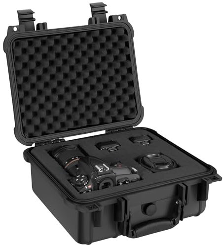 tectake® Universalbox, Fotokamera Koffer, leer, mit Schaumstoff, wasserdichte abschließbare Box für Foto, Kamera Koffer Hardcase, Aufbewahrungsbox, als Waffenkoffer oder Werkzeugkoffer - M