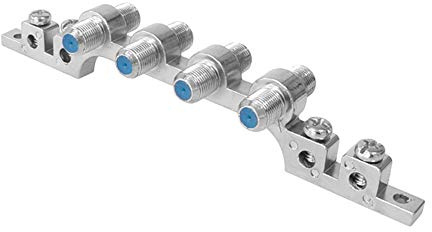 Erdungsblock F Masseblock Sat Blitzschutz 4 fach Erdung Schiene Block BK DVB-T Erdungsschiene Kabel UKW Buchse Kupplung Erdabschluss Potentialausgleich für Anlage Multischalter Receiver HD UHD 4-fach