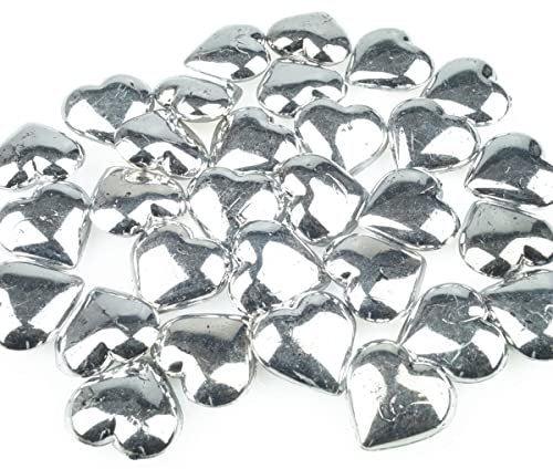 Goodymax B-Ware Deko Herzen 23 mm Silber 30 Stück - Streudeko Deko Steine Kristalle Diamanten