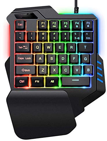 KUANDARMX One Handed Mechanical Gaming Keyboard Rgb Backlit Portable Mini Gaming Keypad for Pubg/fps Games/lol/apex/csgo/rainbow Six, B