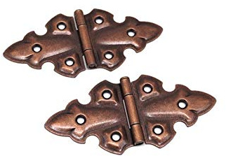 Butterfly Hinge Flush Mount Hinge Surface Mount Hinge Cabinet Hinge Furniture Hinge Classic Antique Hinge with Removable Pin Antique Copper Finish 3 3/4” Wide