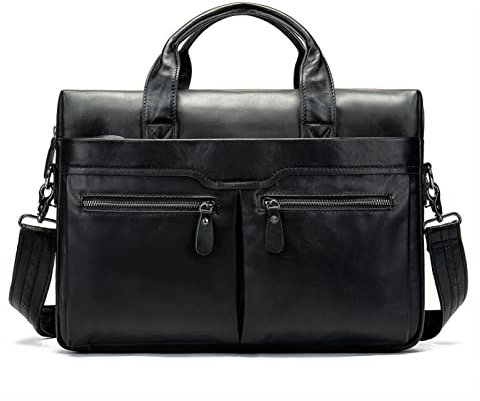 Businesstasche Aktentasche Männer Handtasche, Männer 14inch Laptop-Aktenkoffer Vintage-Rindsleder Schultertasche Reisen Arbeit Bussiness Umhängetasche Messenger-Taschen-Tasche Jungen Messenger Schulte