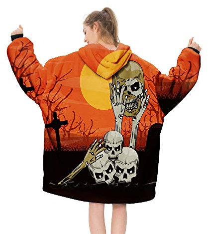YLXD TV-Decke Kuscheldecke mit Ärmel,Halloween Mikrofaserdecke Fleecedecke,warm, weich, gemütlich,Fleece Sherpa Warme Decken für Erwachsene Frauen