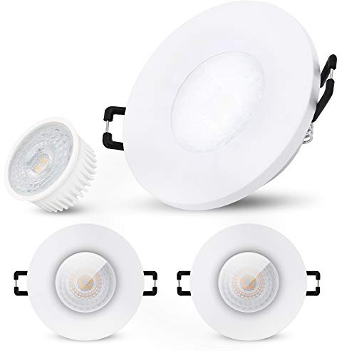 SSC-LUXon BEDA Bad Einbauleuchte 3er Set rund weiß IP65 4W neutralweiß | Drei Bad-Deckenspots rund weiß neutralweiß für Dusche & Bad - nur 30mm tief, wasserdicht IP65, inkl. LED-Module, kein Trafo