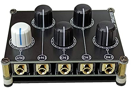 SOLUPEAK mini 4-way audio mixer Stereo 4-in-1-out AUX, Passive 3.5mm line levels control MX41