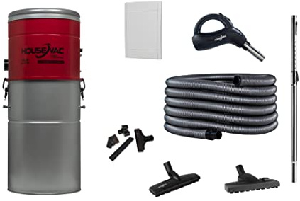 HouseVac HV-755ST-35H centraldammsugarsats med Retraflex 2; hybridfiltersystem; kraftfullt vakuumsystem 1 700 W; hög sugkraft; tyst kompakt design med tillbehör (15,2 m)
