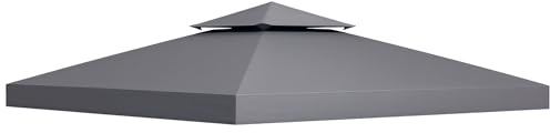 Outsunny 3 x 3(m) Gazebo Canopy Replacement Cover 2-Tier Roof Top Spare Part Deep Grey (TOP COVER ONLY)