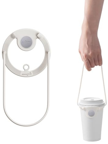 BONE Cup Tie 2 – Silikon-Tragehalter für Coffee-to-go, selbstfixierend – Wiederverwendbar, für kalte & heiße Getränke (Weiß)