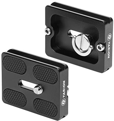Tarion PU-50 Placa de liberación rápida Plateau Rapide de Metal, con Tornillo de 1/4 de Pulgada, Adecuada para rótula de Bola de trípode de cámara(2 Piezas)