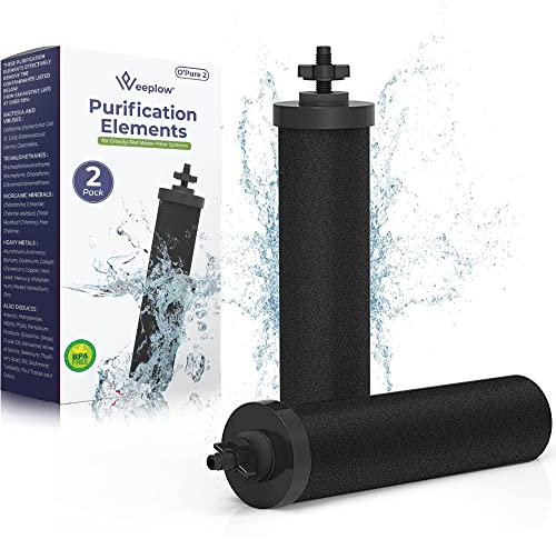 Weeplow® O'Pure - 2 Filtres pour Systèmes de Filtre à Eau par Gravité Compatible Avec les Systèmes de Filtration Weeplow, Berkey, Berkefeld, Doulton, Réduit les Contaminants à Hauteur de 99,99%