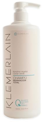 Klemerlain Zero Repair Shampoo 400 ml | Repairs, Softens & Deeply Hydrates Dry and Damaged Hair | With Green Caviar, Panthenol, Vitamin E & Cotton Capsules | Vegan 1L