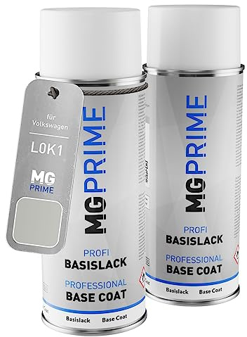 MG PRIME Lack Spraydosen für Volkswagen L0K1 / 0K1 / 0R Oryxweiss Perlmutt | für Volkswagen VW, Tofanaweiss Metallic, Autolack, Set aus Grundlack + Basislack, Sprühdosen 400ml