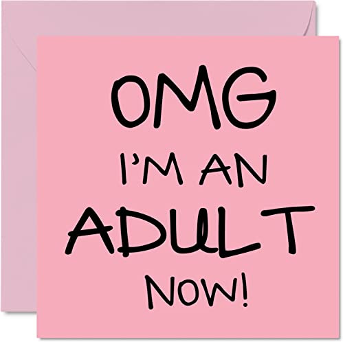 Stuff4 Lustige Geburtstagskarte zum 18. Geburtstag für Mädchen, sie | OMG I'm an Adult Now, Teenager 145 mm x 145 mm