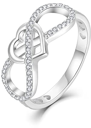 starchenie Bague coeur Infini en Argent 925 Bague noeud d'amour Bague de Promesse pour Femme